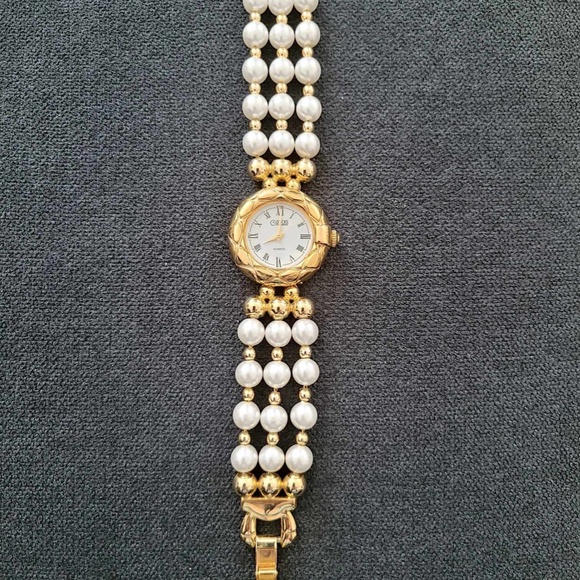 Vintage OPTICKS Celebrity Watch Quartz Pearl Gold Tone Stainless Steel Base - Picture 11 of 13